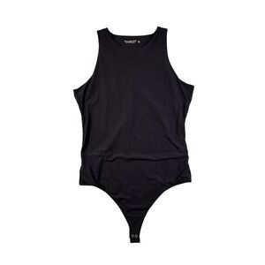 Abercrombie Fitch Soft AF Black Bodysuit Womens Large Sleeveless Snap
